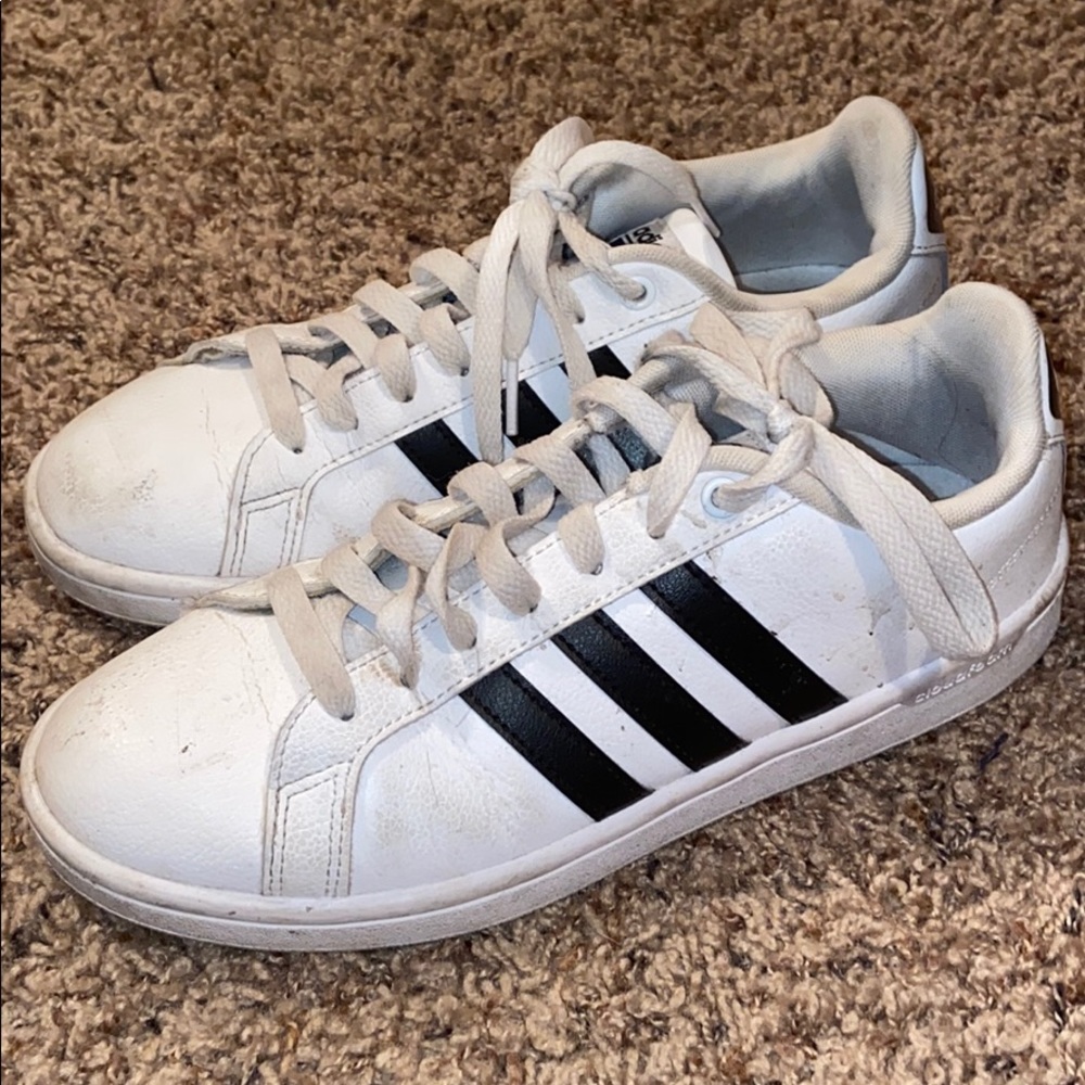 white and black adidas